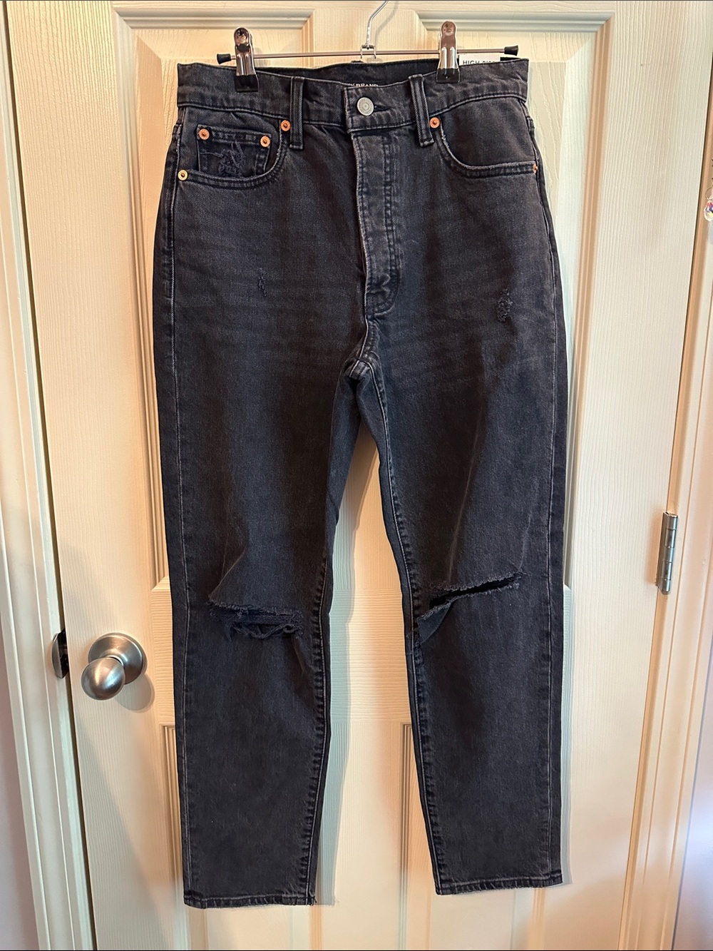High-Rise Mom Jean Black Distressed Women's Jeans 2/26A by Lucky Brand